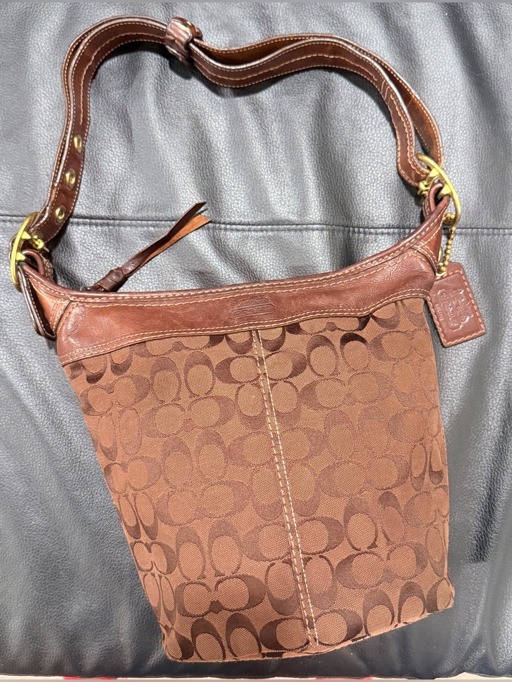 Coach Vintage Chocolate BrownBleecker Signature Canvas & Leather Bucket Bag